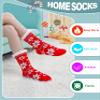 DOSKONI Slipper Socks for Women Fuzzy Non Slip Winter Thick Warm Soft Cozy Fleece Lining Home Socks with Grippers Snowflake Red  view 2