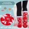 DOSKONI Slipper Socks for Women Fuzzy Non Slip Winter Thick Warm Soft Cozy Fleece Lining Home Socks with Grippers Snowflake Red  view 3