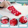 DOSKONI Slipper Socks for Women Fuzzy Non Slip Winter Thick Warm Soft Cozy Fleece Lining Home Socks with Grippers Snowflake Red  view 4