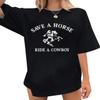 AMWIPE Rodeo Shirts Women Cowgirl Shirt Oversized Country Concert Tshirt Vintage Cow Skull Graphic Tee Casual Vacation Tops