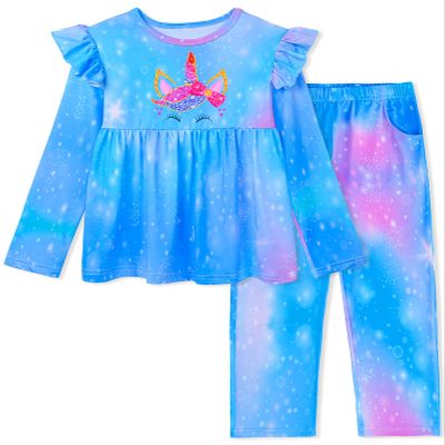 Nidoul Girls Pajamas Long Sleeve, Unicorn Pajamas Set Toddler Pjs PJ Sleepwear Casual Wear for Kids 5T Size 6