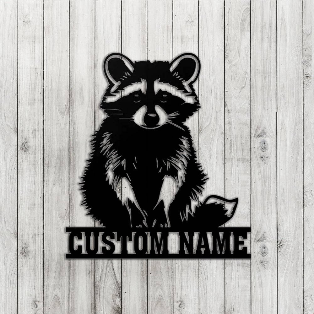 Personalized Raccoon Metal Wall Art with LED Light, Animal Decor, Raccoon Metal Sign, Nursery Decor, Gift for Kids, Raccoon Lover Gifts
