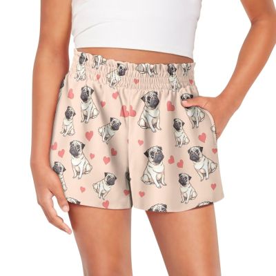 SCRAWLGOD French Bulldog Girls Athletic Shorts Size 11-12 Dog Kids Pleated Running Shorts for Girls Sports 2 in 1 Butterfly Shorts with Pockets Breathable Summer School Flowy Shorts High Waist