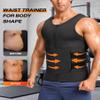 Junlan Sauna Suit for Men 2 in 1 Waist Trainer Sauna Shirt for Men Sweat Band for Stomach(Blue,Medium) view 4