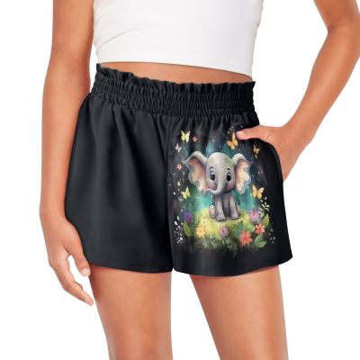 Tongluoye Butterfly Elephant Shorts for Girls Size 3t 4t Athletic Shorts High Waisted Flowy Shorts Kids Clothes Casual Comfy Sport Shorts with Pockets Lounge Pull On Short Pants Summer Outfits