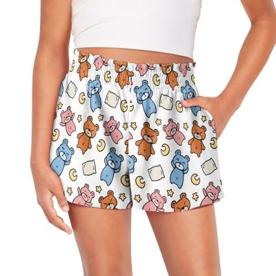 SCRAWLGOD Cartoon Bear Girls Athletic Shorts Size 6-12 Month Moon Star Toddler Girls Running Shorts with Pockets Summer Toddler Kids High Waisted Flowy Shorts 2 in 1 Butterfly Skirts for Tennis Dance