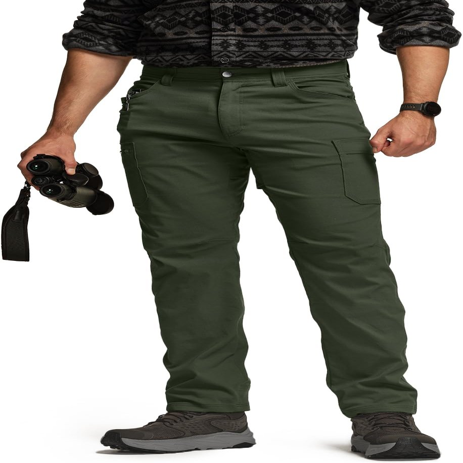 CQR Men's Active Flex Tactical Pants, Water Resistant Lightweight Stretch Cargo Work Hiking Pants, Sierra Dark Spruce, 38W x 32L