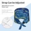 The Starry Night Working Cap Scrub Cap with Sweatband,Adjustable Fashion Elastic Bandage Tie Back Hat Headwear Printed for Women Men view 3