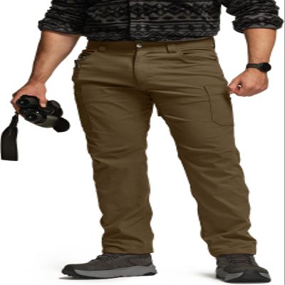 CQR Men's Active Flex Tactical Pants, Water Resistant Lightweight Stretch Cargo Work Hiking Pants, Sierra Walnut, 34W x 30L