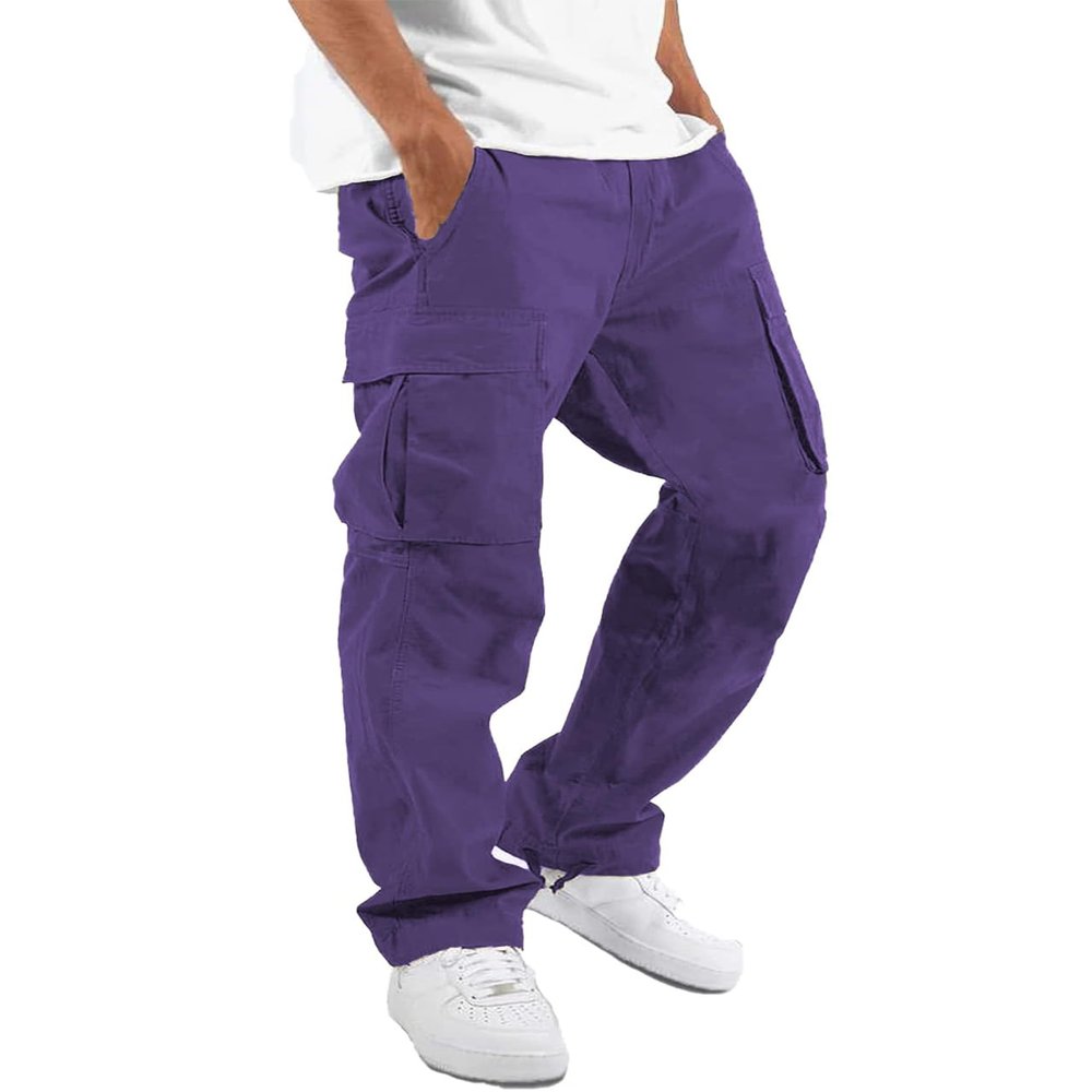 whox Mens Cargo Pants Casual Outdoor Hiking Pants for Men Athletic Joggers Sweatpants Purple