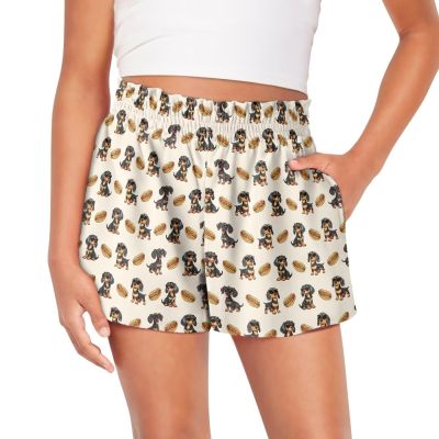 SCRAWLGOD Dachshund Girls Athletic Shorts Size 10-12 Hot Dog Casual Flowy Shorts for Girls Butterfly Shorts Preppy School High Waist Running Shorts Breathable Elastic 2 in 1 Skorts with Liner