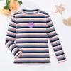 OPAWO Girls Long Sleeve Shirts Ribbed Knit Lettuce Trim Tee Shirt Tops, Little Girl Striped Blouse Undershirts Size 3-7 Years, Black,White,Pink,Blue, 5T view 2