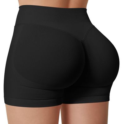 TRYTO Impulse Collection Compression Impact Shorts Women Hidden Scrunch Workout Seamless Squat Proof Short Black, X-Large