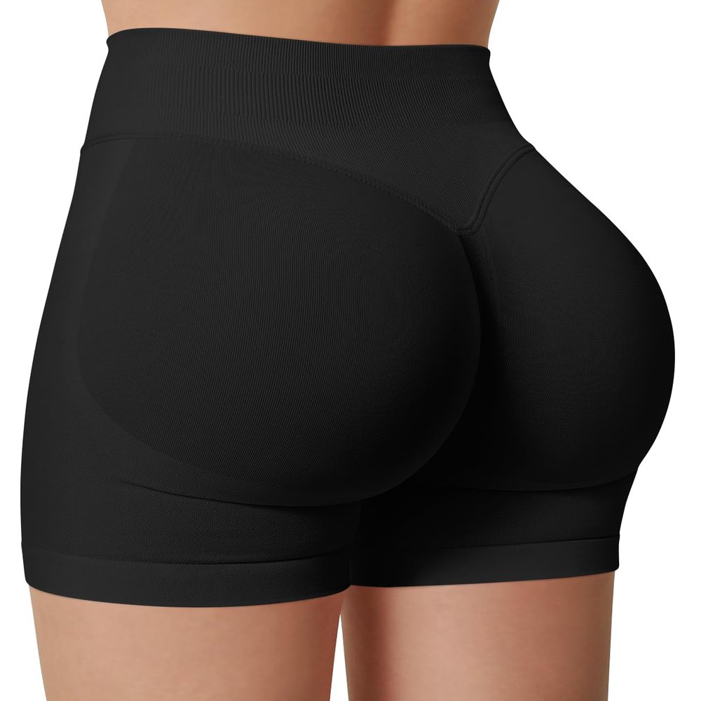 TRYTO Impulse Collection Compression Impact Shorts Women Hidden Scrunch Workout Seamless Squat Proof Short Black, X-Large