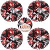 4 Packs Metallic Cheerleading Cheer Pom Poms, AUHOKY Fluffy Cheerleader Pompoms with Finger-friendly Ring, Cheering Pom poms for Squad Team Sports Game Dance Dress Party Kids Adults (Black/Silver/Red) view 1