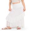 CHARTOU Women Boho Maxi Convertible Skirt Wide Smocked Elastic Waist Asymmetric Ruffle Strapless Dress (X-Large,White) view 1