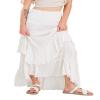 CHARTOU Women Boho Maxi Convertible Skirt Wide Smocked Elastic Waist Asymmetric Ruffle Strapless Dress (X-Large,White) view 2