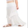 CHARTOU Women Boho Maxi Convertible Skirt Wide Smocked Elastic Waist Asymmetric Ruffle Strapless Dress (X-Large,White) view 3