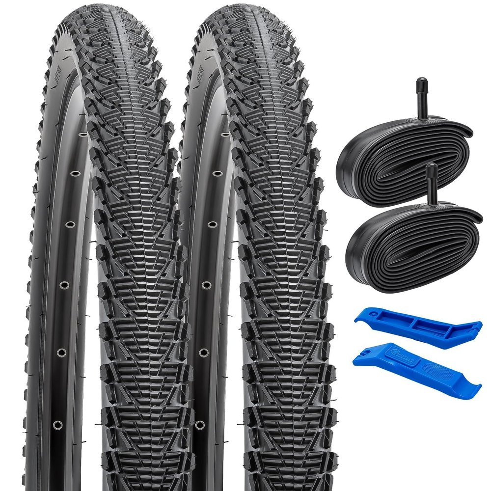 YUNSCM 2-PCS 26" Bike Tires 26 x 2.125 57-559 Tires and 26" Heavy Duty Bike Tubes Schrader Valve Compatible with All-Terrain Bike 26x2.0 26x2.10 26x2.125 26x2.15 Bicycle Tires and Tubes (Y-761)