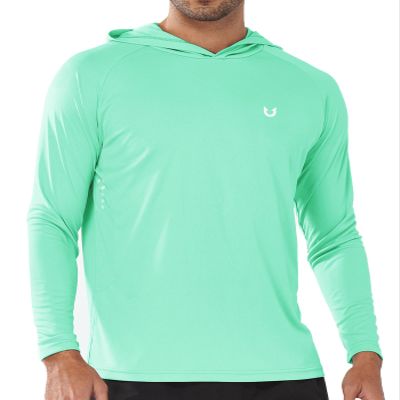 NORTHYARD Men's UPF 50+ Hoodie Shirts Long Sleeve Sun Protection Fishing Swim Beach UV SPF Rash Guard Quick Dry Lightweight LIGHTMINT 2XL