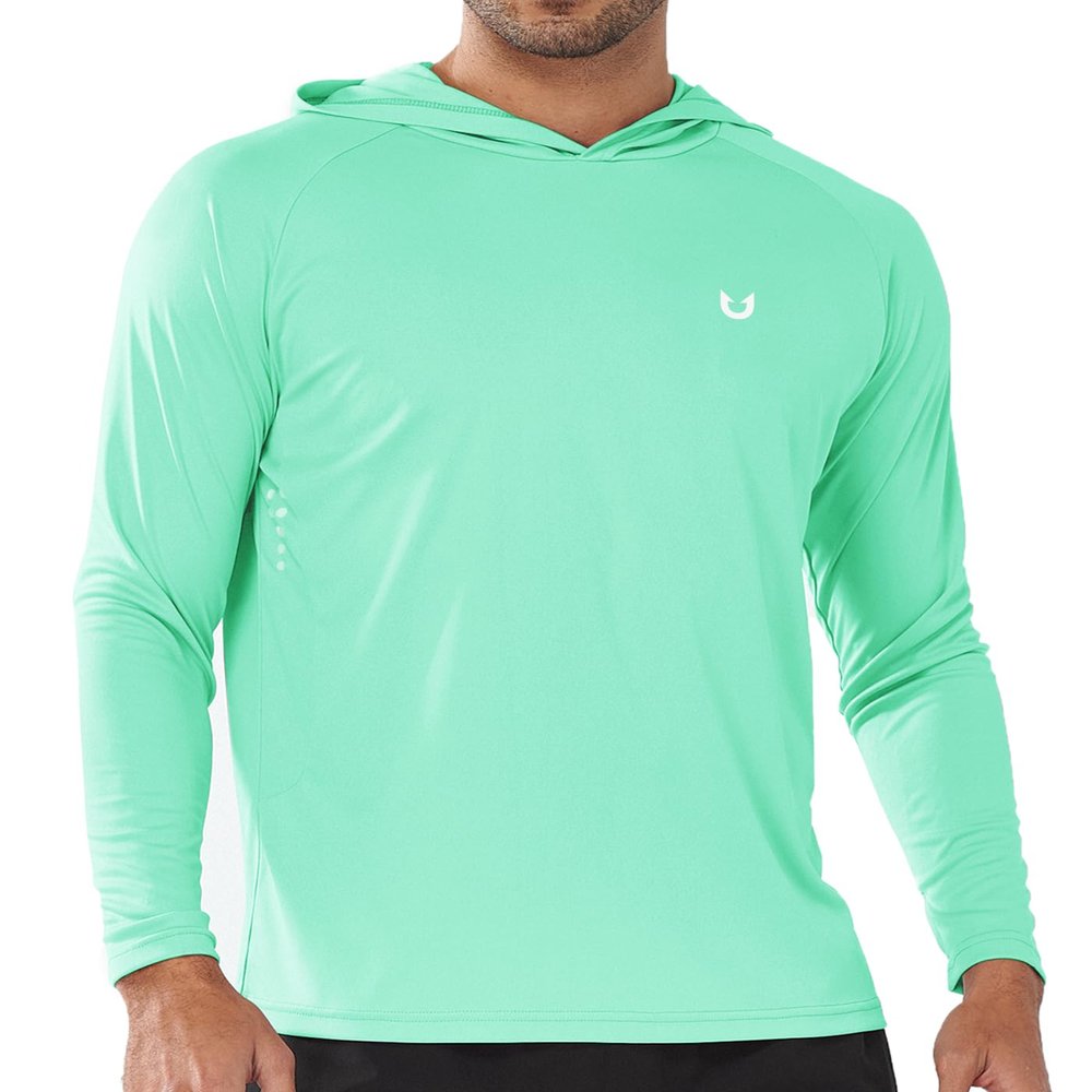 NORTHYARD Men's UPF 50+ Hoodie Shirts Long Sleeve Sun Protection Fishing Swim Beach UV SPF Rash Guard Quick Dry Lightweight LIGHTMINT 2XL