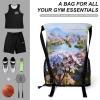 LMNGH Drawstring Backpack Sport Gym Beautiful Spring Scene Sackpack Bag With Side Pocket Resistant Sackpack for Women Men view 3