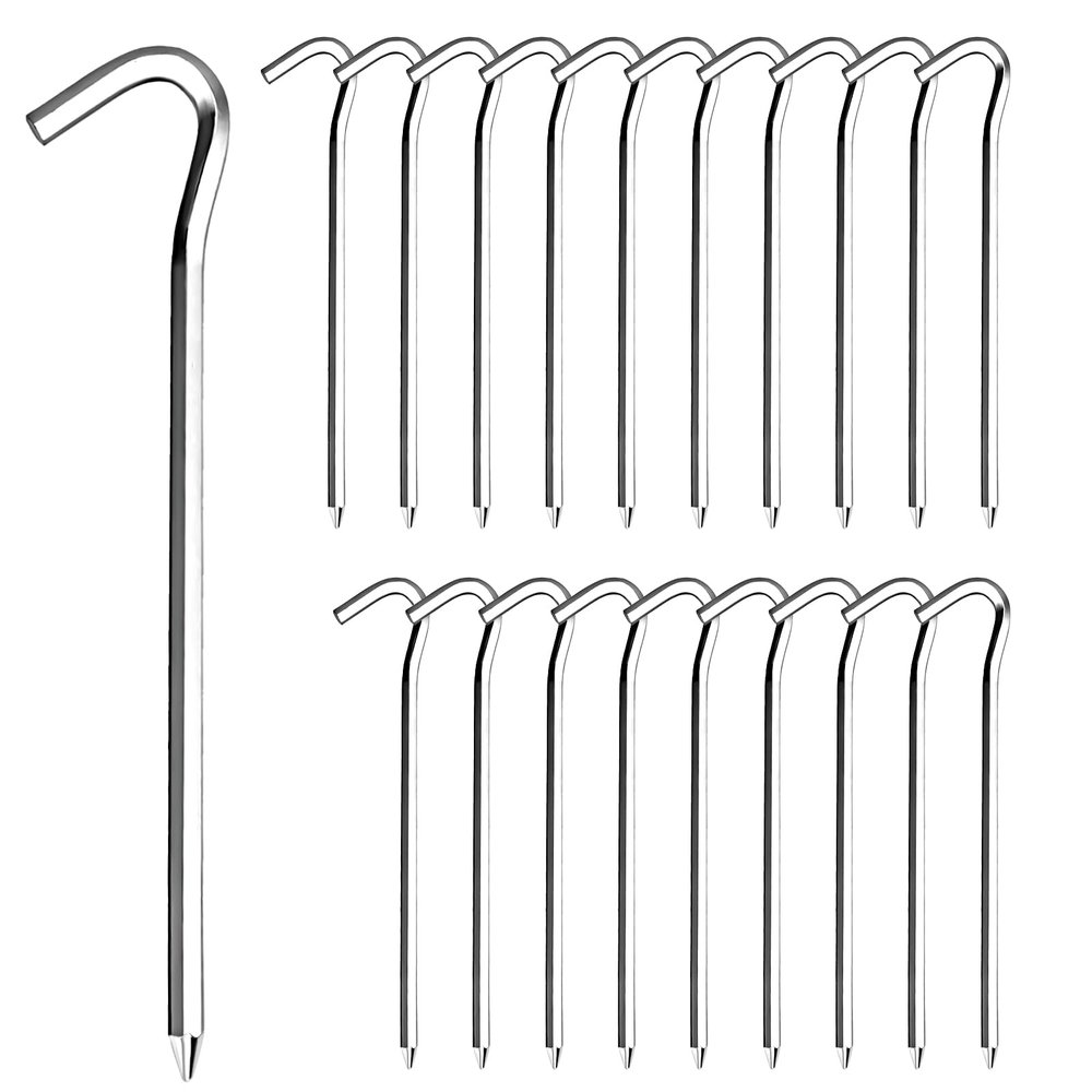 RITDVNI 20Pcs 7" Tent Pegs Ground Stakes, Metal Stakes, Camping Peg for Pitching Camping, Camping, Outdoor Decoration