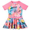 BAOHULU Toddler Girls Swimsuit One Piece Short Sleeve Floral Dress Swimwear 3-11 Years S386_Peach_92/98 view 1