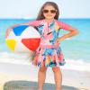 BAOHULU Toddler Girls Swimsuit One Piece Short Sleeve Floral Dress Swimwear 3-11 Years S386_Peach_92/98 view 2