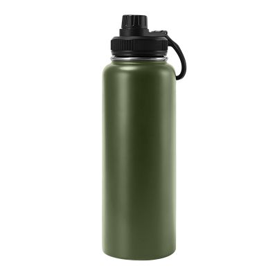 24oz Water Bottle Stainless Steel Insulated Water Bottle With Handle Double Wall Vacuum Leak Proof Keep Cold and Hot Wide Mouth Outdoor Sports Water Bottles (Army green)