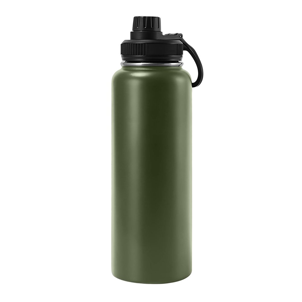 24oz Water Bottle Stainless Steel Insulated Water Bottle With Handle Double Wall Vacuum Leak Proof Keep Cold and Hot Wide Mouth Outdoor Sports Water Bottles (Army green)