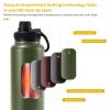 24oz Water Bottle Stainless Steel Insulated Water Bottle With Handle Double Wall Vacuum Leak Proof Keep Cold and Hot Wide Mouth Outdoor Sports Water Bottles (Army green) view 2