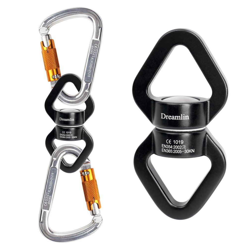 Aerial Silks Hardware Kit 30 KN Swing Swivel Aerial Yoga Hammock Rigging Aluminum Swivel Aerial Hoop Lyra Rotational Device Hanging Accessory (Black set 3)
