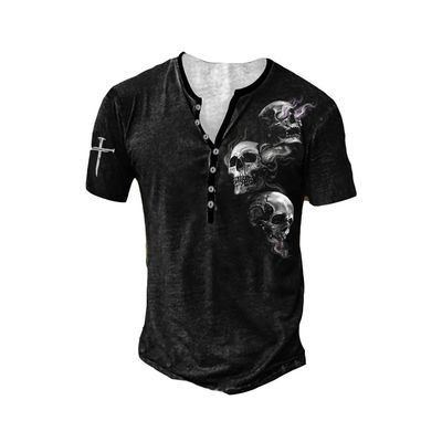 3D Skull Print T-Shirt Men's Retro Dark Pattern Large Printed Fun Graphic Tank Top Women Casual Tee Shirts