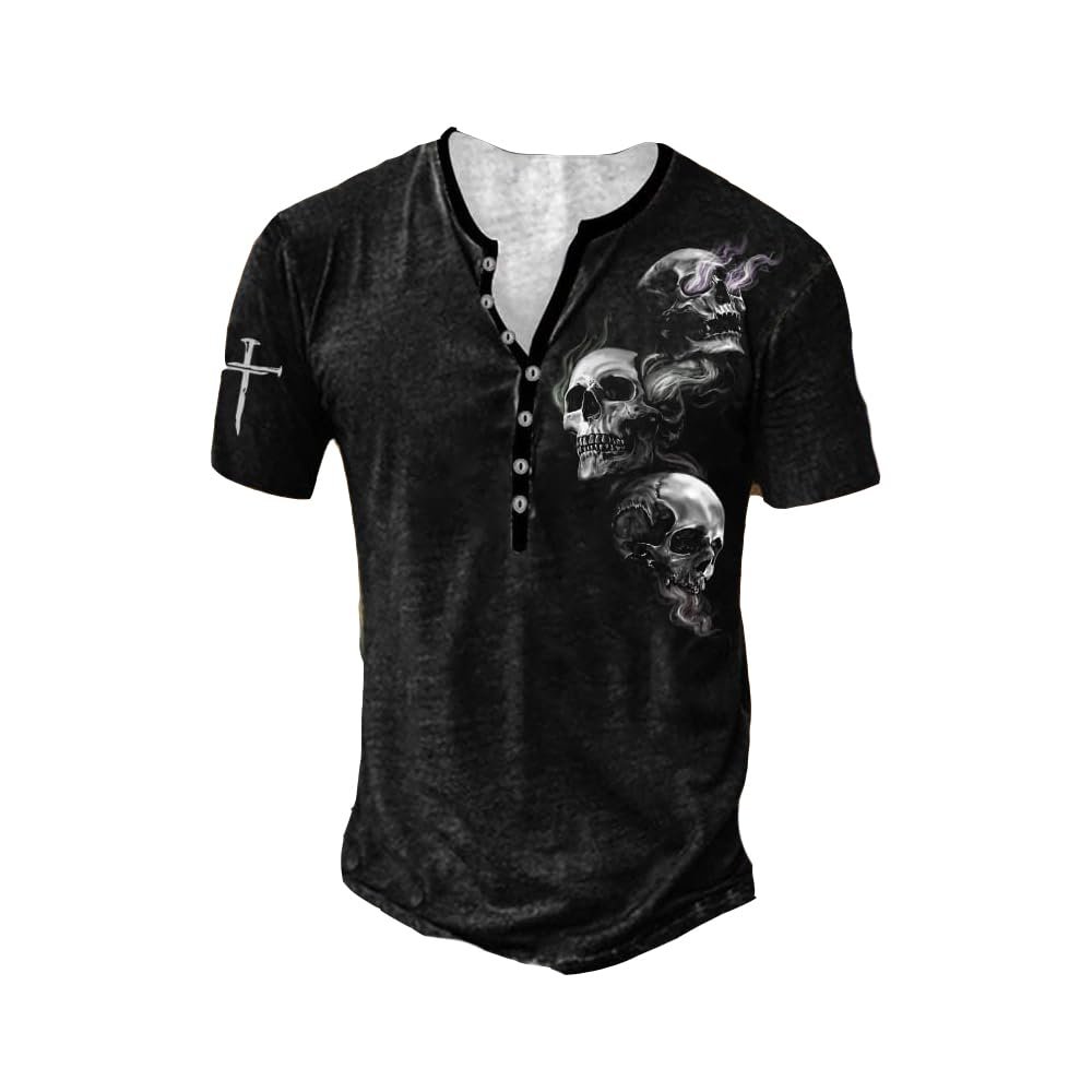 3D Skull Print T-Shirt Men's Retro Dark Pattern Large Printed Fun Graphic Tank Top Women Casual Tee Shirts