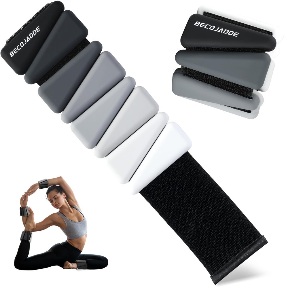 BECOJADDE Ankle Weights for Women Wrist Weights Set of 2 (1 lb Each) Adjustable Arm Leg Weight for Womens Men Suitable for Walking Swimming Running Pilates Yoga Gym, Gradient Black