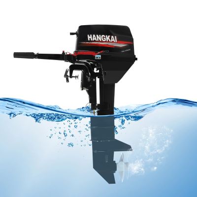 169CC 2-Stroke HANGKAI Outboard Motor, 12 HP Outboard Boat Motor Water Cooling & CDI ignition System, Gasoline Power Heavy Duty, Inflatable Outboard Motor Marine Engine Manual Start Max 5500RPM