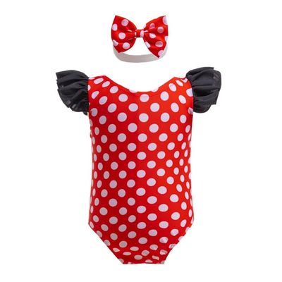 Dressy Daisy Toddler Girls Polka Dots One Piece Bathing Suit Swimsuit with Headband Swimwear Size 2T - 3T