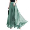 FM2018XSL Womens Elastic Waist Chiffon Maxi Skirt Flowy Full Length Beach Skirt Mint Green view 1