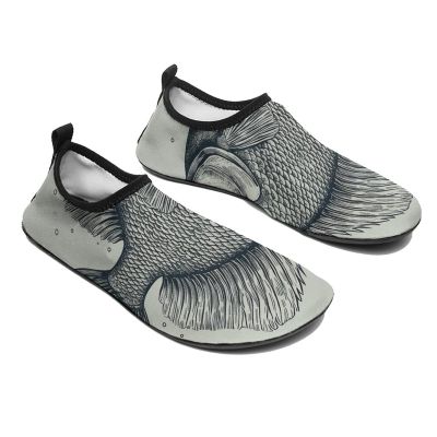 Water Shoes for Women Men Barefoot Water Sports Shoes Hand Drawn Small Fish Aqua Socks Quick-Dry Beach Shoes