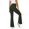 DLOODA Women's Flare Leggings with Pockets Crossover High Waisted Bootcut Yoga Pants Tummy Control Bell Bottom Leggings Army Green view 4