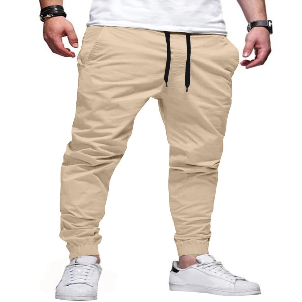 HOTake Joggers for Men Lightweight Sweatpants for Men Tapered Pants Men Gym Pants Beige XX-Large