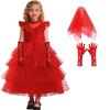 CCJRLM Girls Tulle Dress Red Lydia Deetz Easter Pageant Princess Dresses Birthday Party Dress 3-12Y view 1