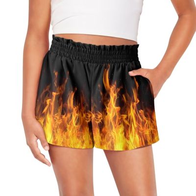 Pointodoor Flame Girls Shorts Size 13-14 Girl Athletic Shorts Summer Soccer Shorts with Pockets Soft High Waist Shorts for Kids Active Sports Volleyball Dance Yoga