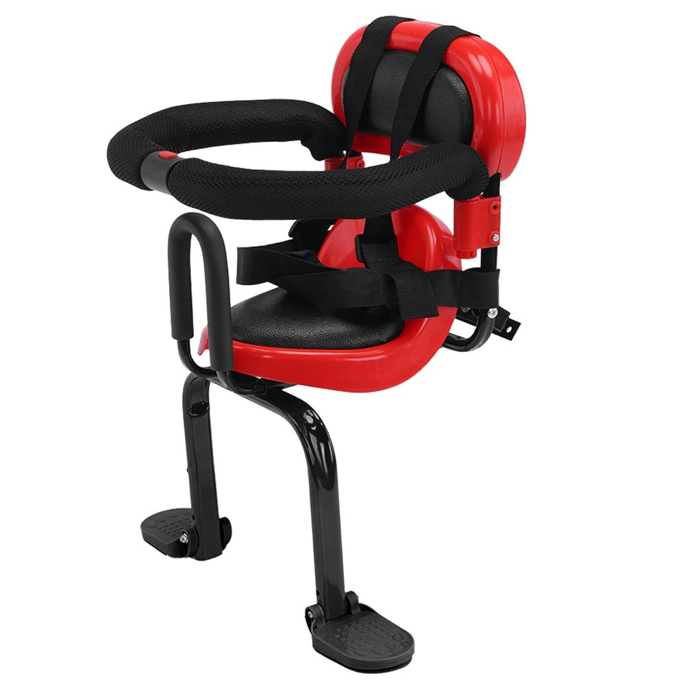 ACAGALA Back Mounted Child Bike Seat Toddler Bike Seat with U-Shaped Guardrail Folding Footrest and Safety Belt