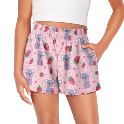 Pointodoor Koala Girls Athletic Shorts Cute Gymnastics Shorts for 3-16Y Girl's Strawberry High Waist Yoga Shorts Little Girls Dance Shorts Kids Bottoms