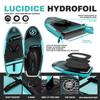 100L Inflatable Hydrofoil Board Versatile Inflatable Surfing Board for Water Sports Board for Kitesurf Wakesurf,Lucid ICE Hydrofoil Board-Blue Green Color view 4