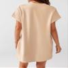 NineFit Basics Women's Short Sleeve Swing Dress with Pockets Casual T-Shirt Dresses Summer Beige, XX-Large view 2