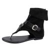 JEUROT Gladiator Sandals for Women Denim Flat Sandals Buckle Zipper Comfort Summer Casual Thong Flip Flops Cuff Booties Clip Toe Ankle Boots T-Strap Roman Open-Toe Sandals (Black, 6.5) view 1