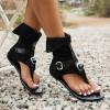 JEUROT Gladiator Sandals for Women Denim Flat Sandals Buckle Zipper Comfort Summer Casual Thong Flip Flops Cuff Booties Clip Toe Ankle Boots T-Strap Roman Open-Toe Sandals (Black, 6.5) view 3